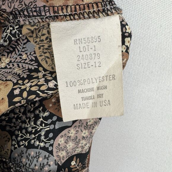 Vtg Unbranded Silky Floral Top Womens 12 Earthy Tones Floral Fairy Grunge Whimsy - Picture 12 of 14